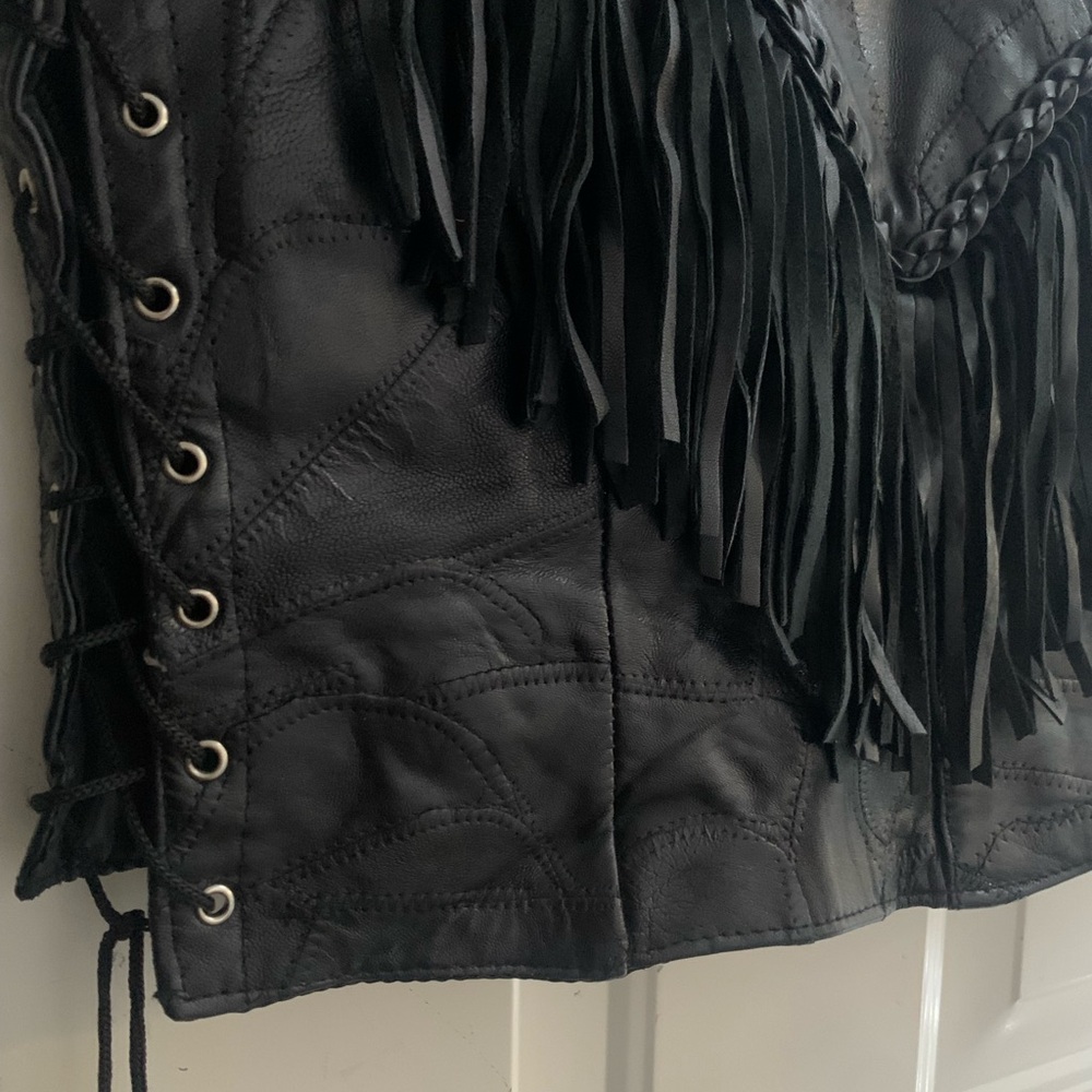 Genuine Leather Women's Fringe Vest - Picture 12 of 15